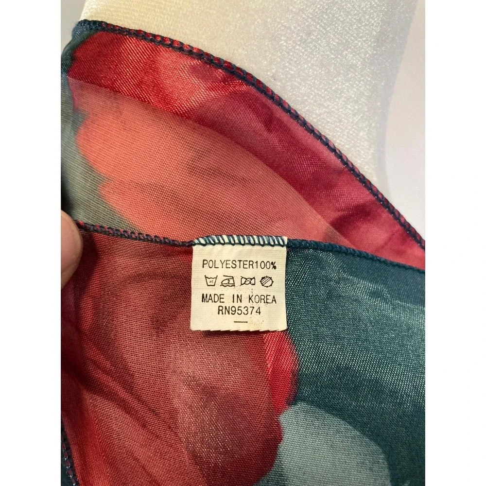 Romantic Floral‎ Unbranded Women Teal Red Yellow Sheer Chiffon Style Scarf Wrap